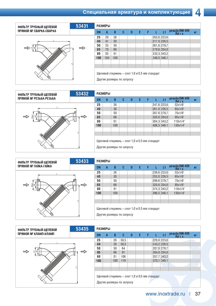 Специальная арматура и комплектующие Инокстрейд 37